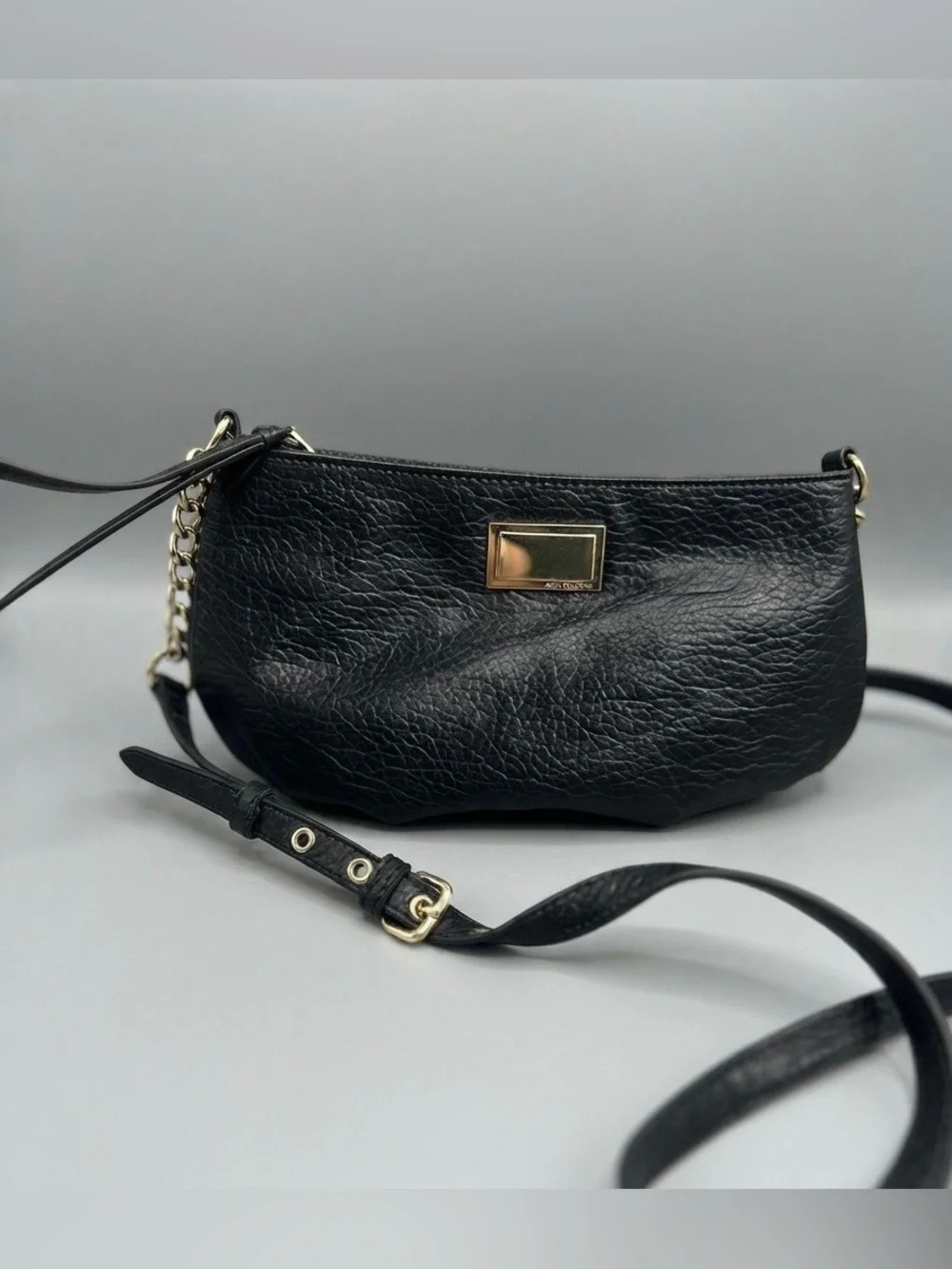 Vintage Juicy couture Black Leather Crossbody with Gold Plate Accent